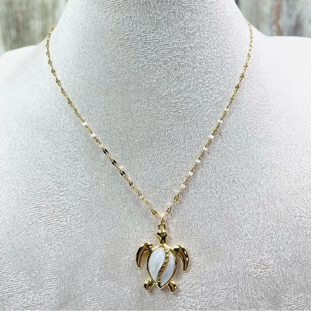 Gold Plated Nautilus Turtle Pendant Necklace - Picture 2 of 6